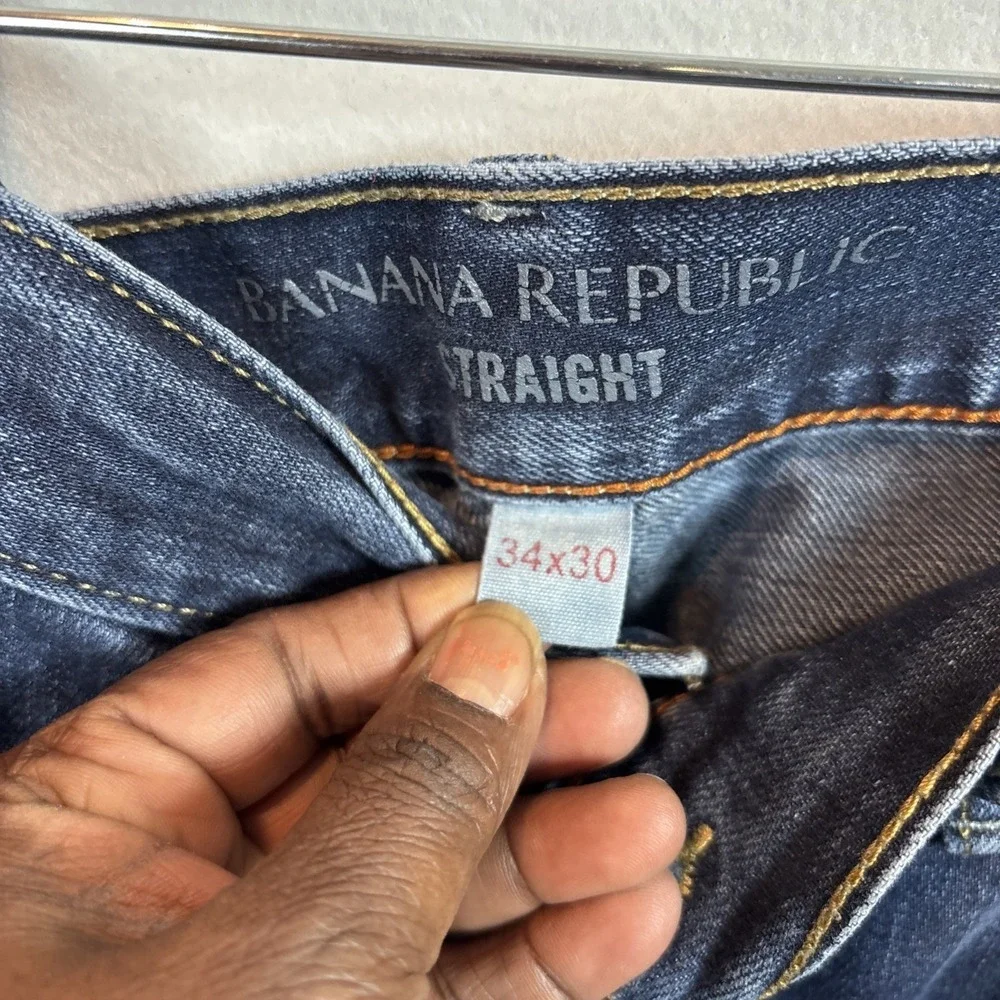 Banana Republic Men's Straight Jean (Fits 34x30) – Dark Wash Mid Rise